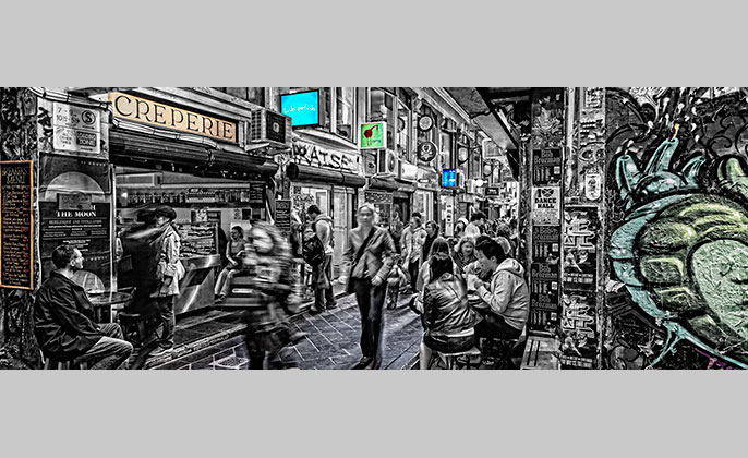 VRArtGlass Wall Art Melbourne Centre Lane photo artwork by Michael Collins