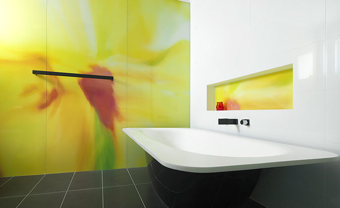 VR ART GLASS Printed Glass by Visual Resource ensuite bath COLOUR SPLASH 7