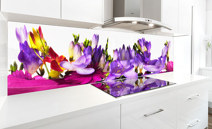 VR Art Glass BLOOMING BANQUET 01 Kitchen Splashback Limited Edition Art