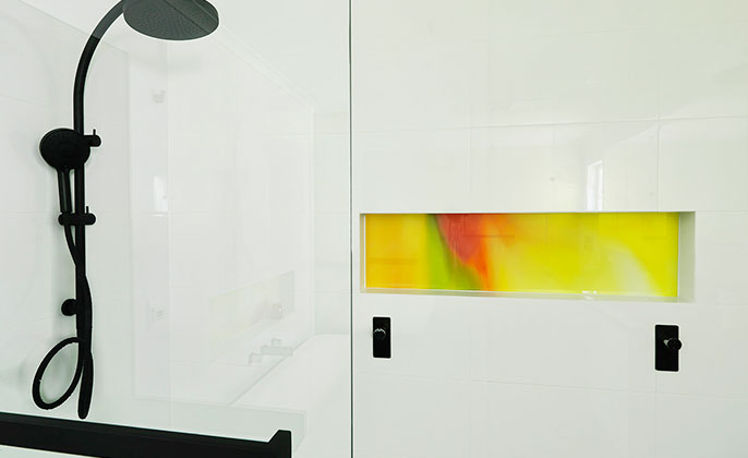 VR Art Glass Printed Glass by Visual Resource ensuite niche in Shower COLOUR SPLASH 7