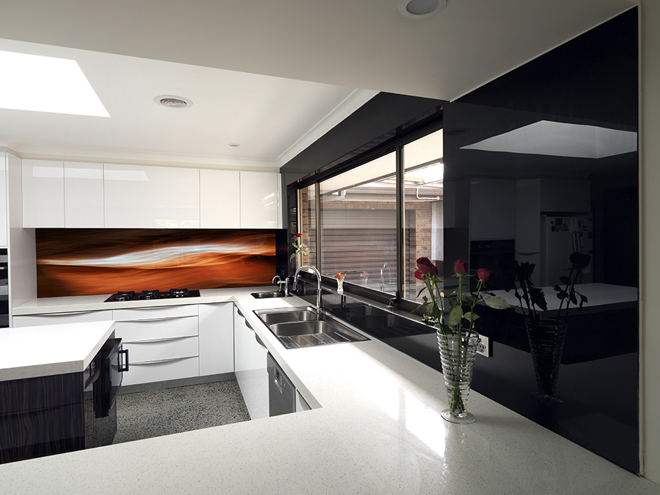 VR ArtGlass printed glass kitchen splashback artwork by Visual Resource Melbourne CHARCOAL 1