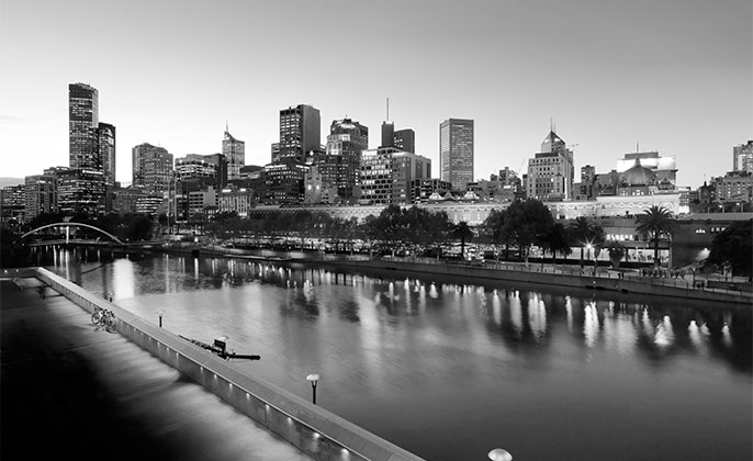 22 melbourne mono photographic image by Michael Collins for Visual Resource.  Black & White Photography.