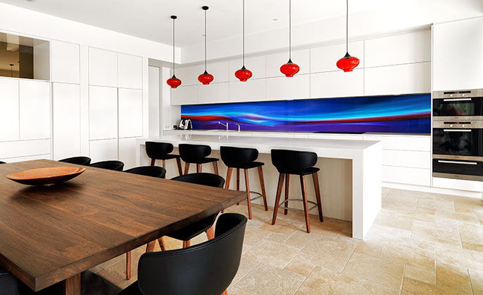 VR Art Glass printed kitchen splashback featuring FIRE & ICE by Visual Resource 3